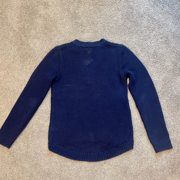 NWT. J. Crew Factory Lace-up Cotton Linen Sweater. Navy Blue. Size Small. - Picture 9 of 11